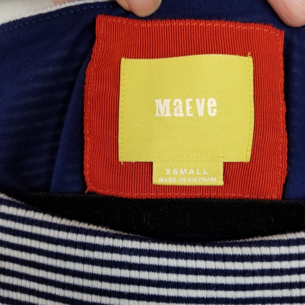 Maeve | Anthro Knit/Crepe Combo Striped Dress-XS - Picture 7 of 8